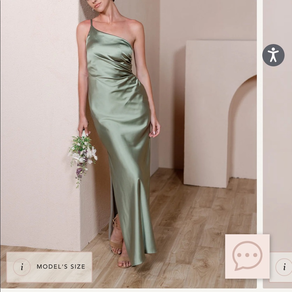 REVELRY silver sage satin dress